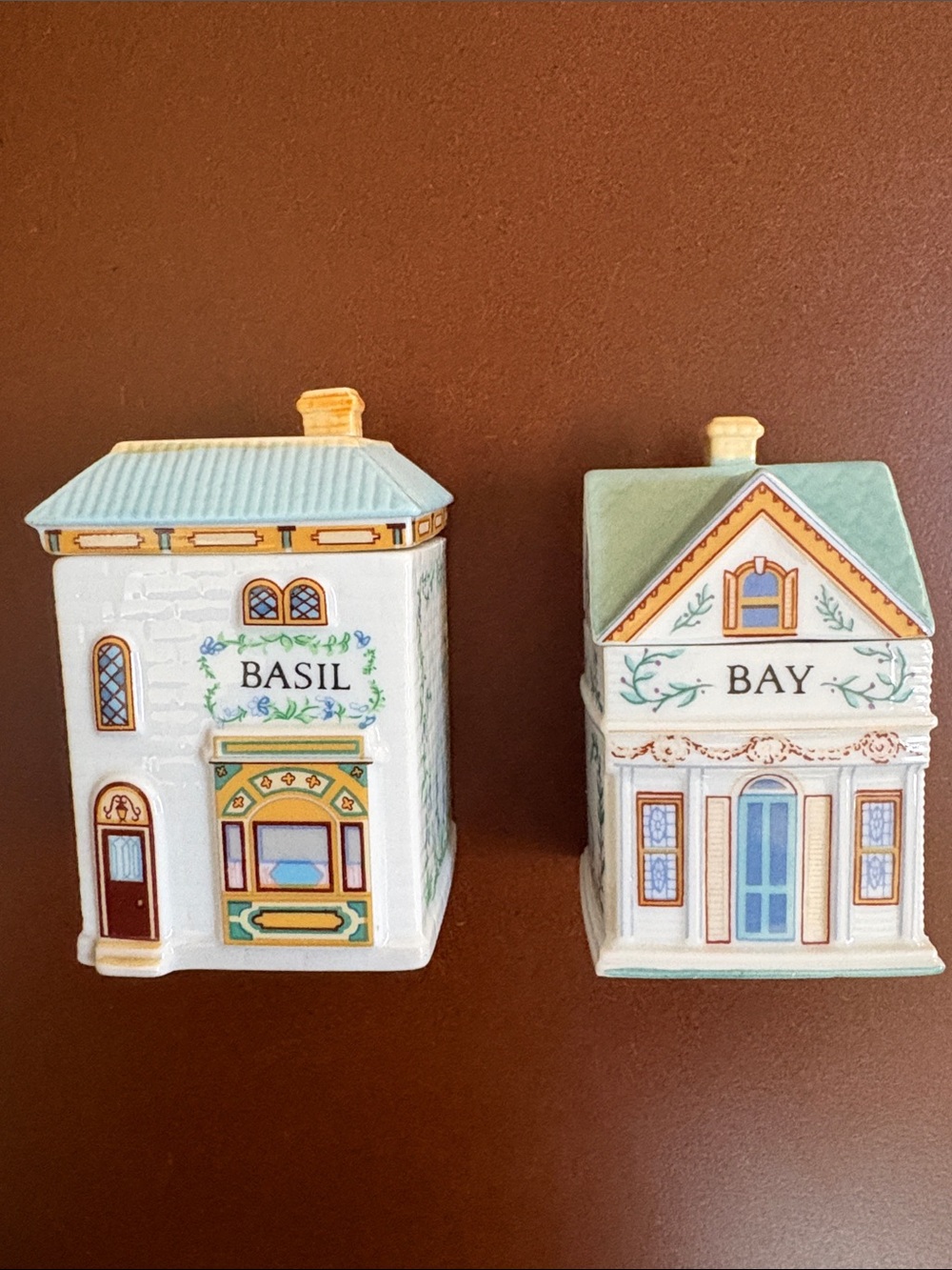 Vintage 1989 Lenox Spice Village "Basil" and "Bay" Houses